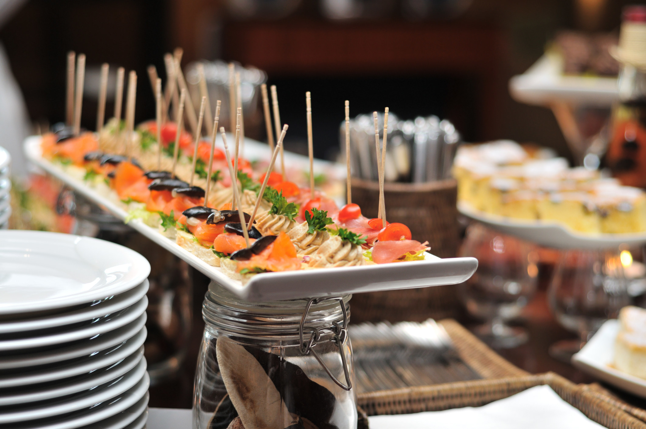 Wedding appetizers served on a table