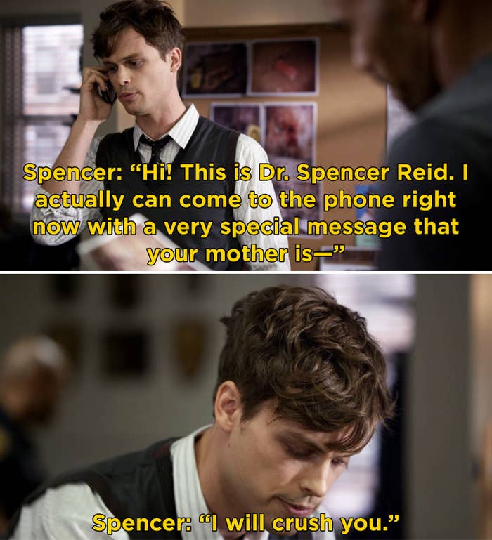 Spencer answering his phone and being angry because he gets another phone call during his prank war with Morgan