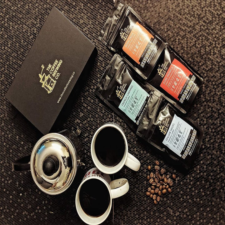 Coffee gift box with the different coffees available 