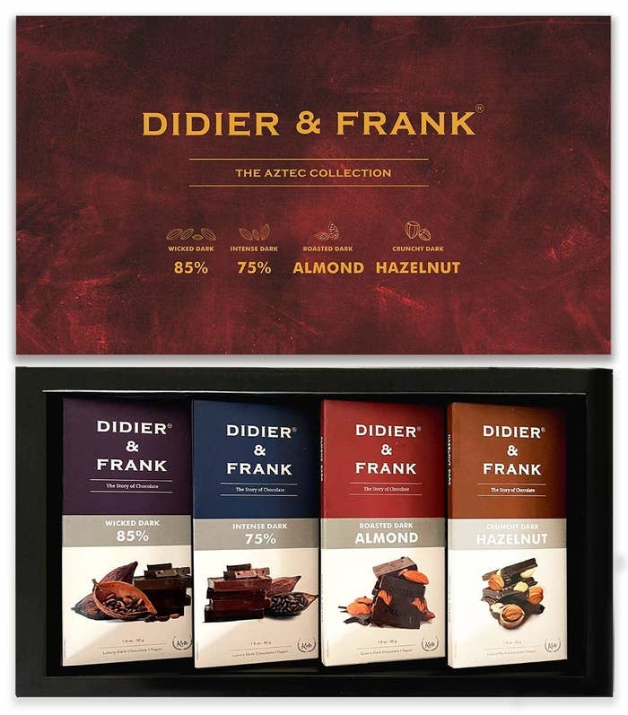 A box with 4 dark chocolates in it