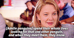 Drew Barrymore tells her classmates about penguins