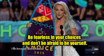 Britney accepting her Teen Choice Award in 2015