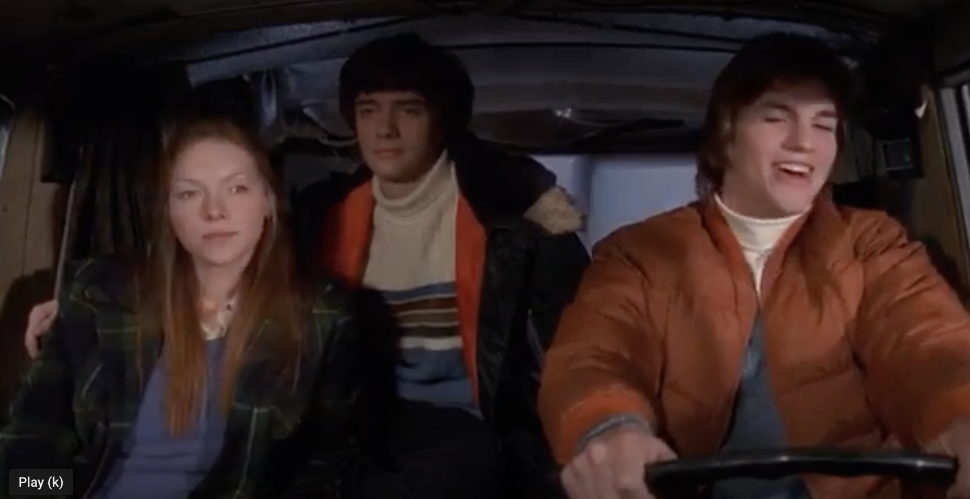 The cast of that 70s show drive a camper through snow