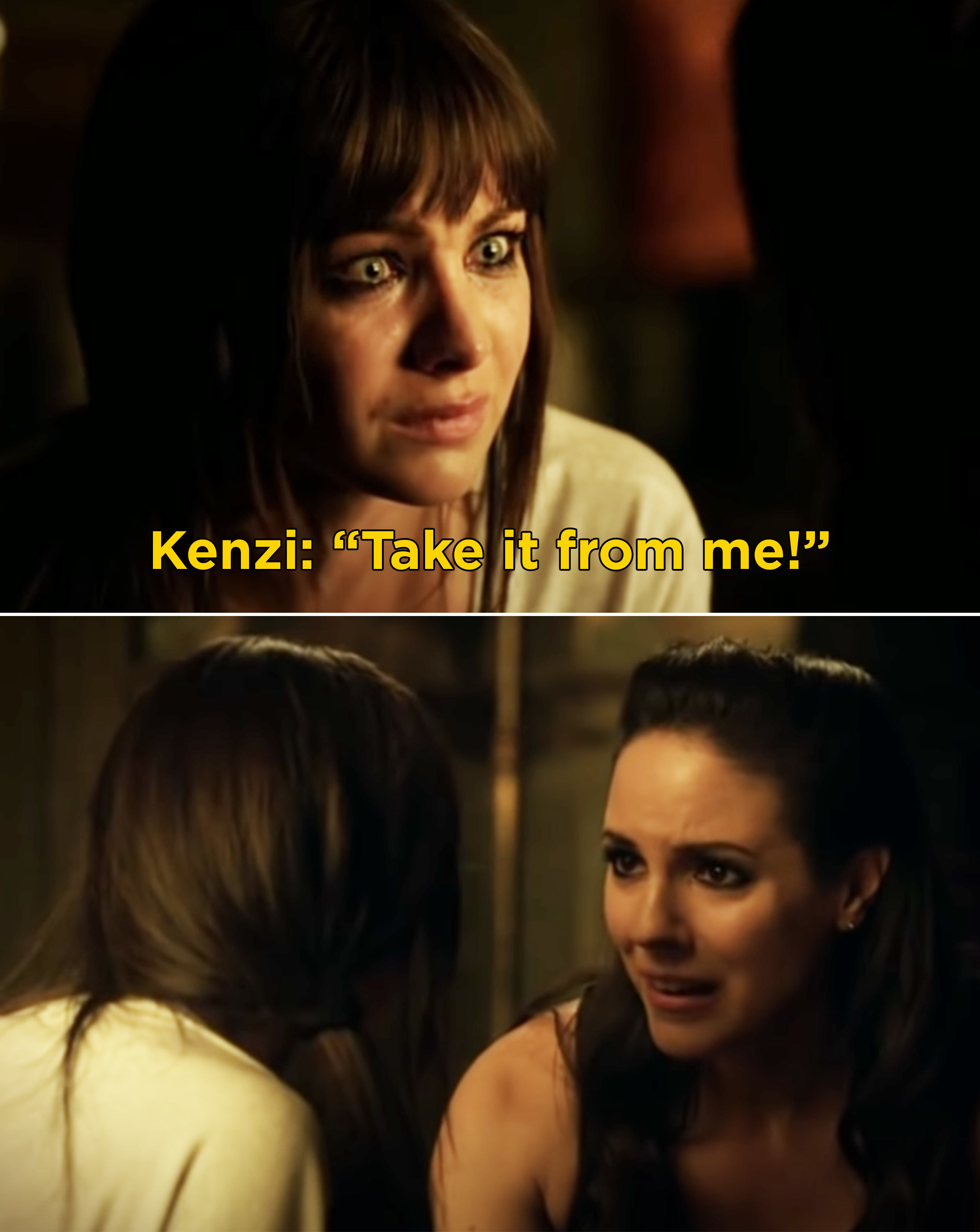Kenzi pleading with Bo with tears in her eyes and saying, &quot;Take it from me&quot;