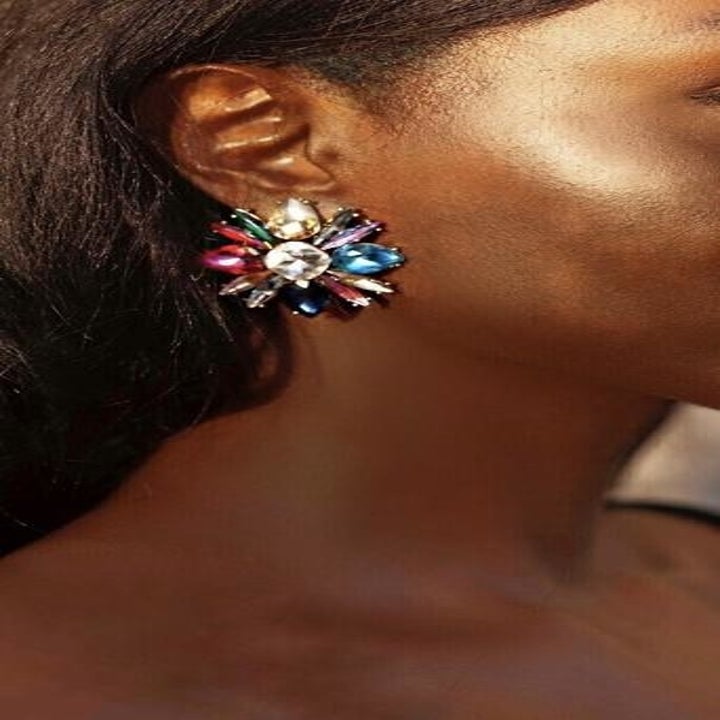 Model wearing earrings