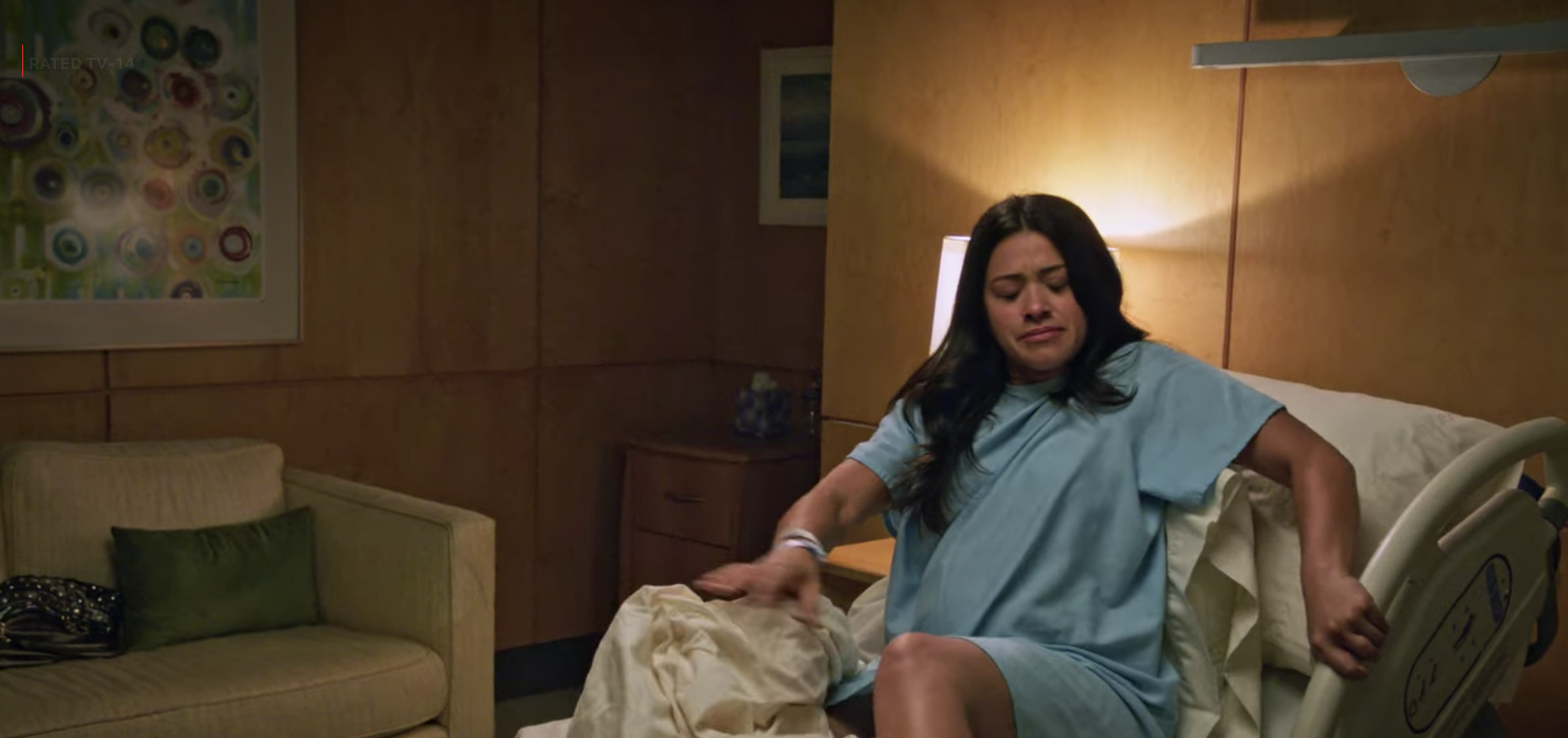 Jane from &quot;Jane the Virgin&quot; trying to get out of bed after giving birth