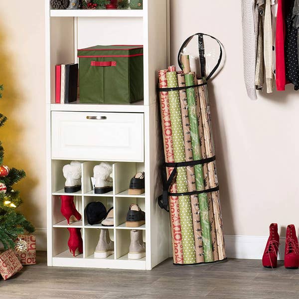 The clear organizer which has a black strap