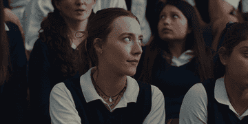 Saoirse Ronan scoffs and rolls her eyes as Lady Bird in &quot;Lady Bird&quot;