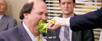 Michael forcing Kevin to eat broccoli on The Office
