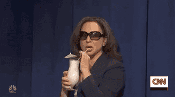 Maya Rudolph as Kamala Harris sipping a cocktail on SNL