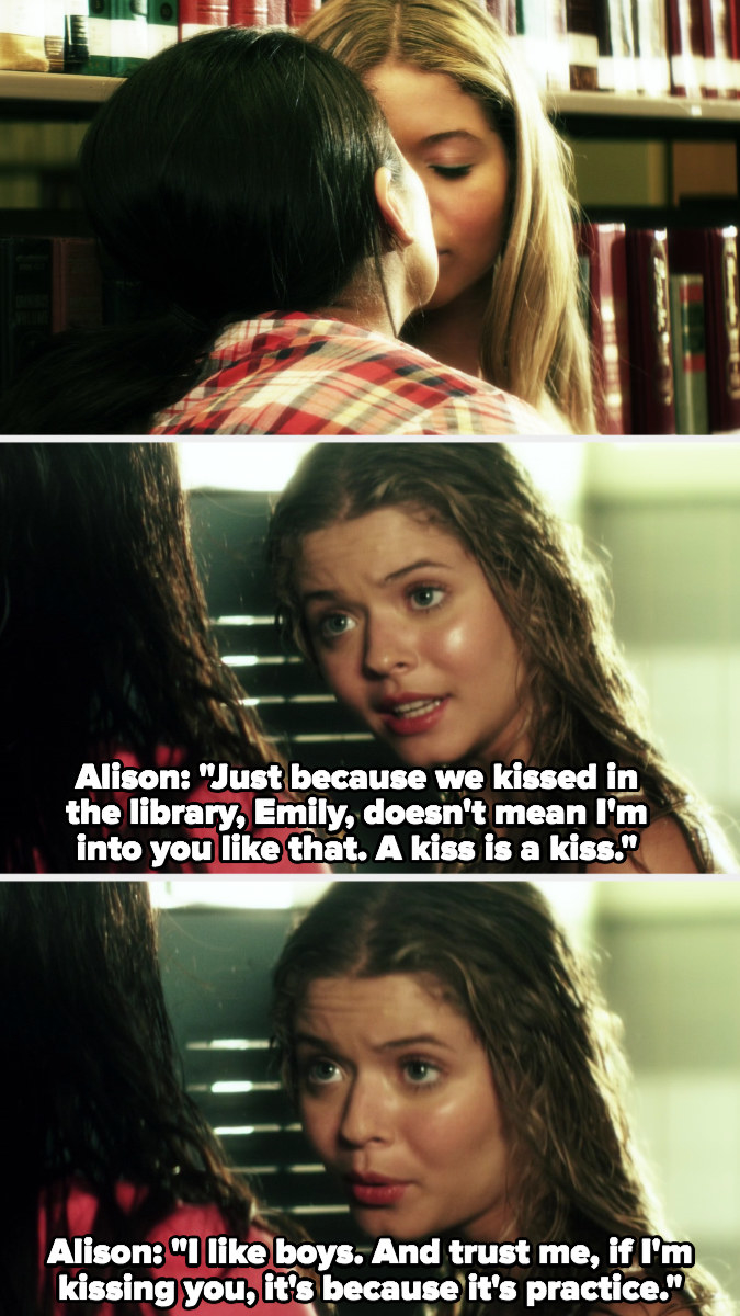 Alison says she&#x27;s not into Emily and their kiss was just &quot;practice&quot;