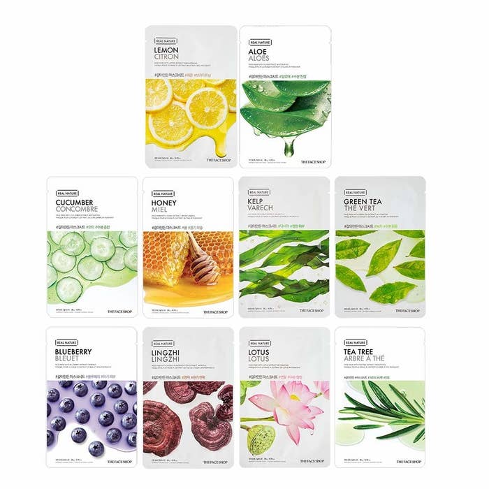A set of 10 assorted facemasks