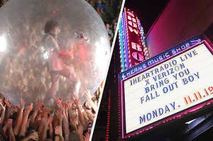 Flaming Lips "space bubble" concert and a concert marquee sign
