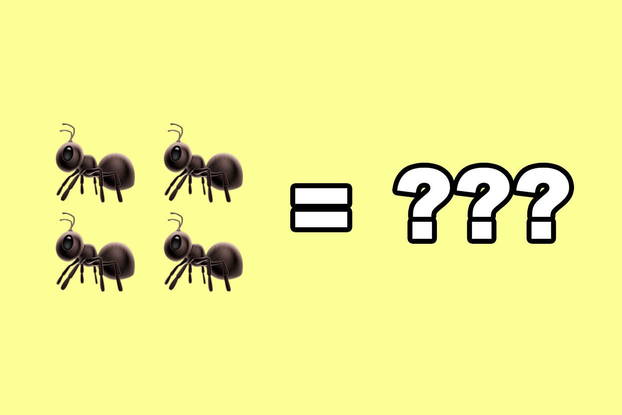 4 individual ant emojis