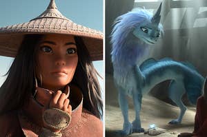 Raya side by side with Sisu (the last dragon)