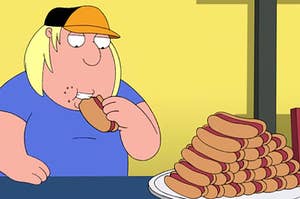 Chris Griffin enters a hot dog eating competition during an episode of "Family Guy."