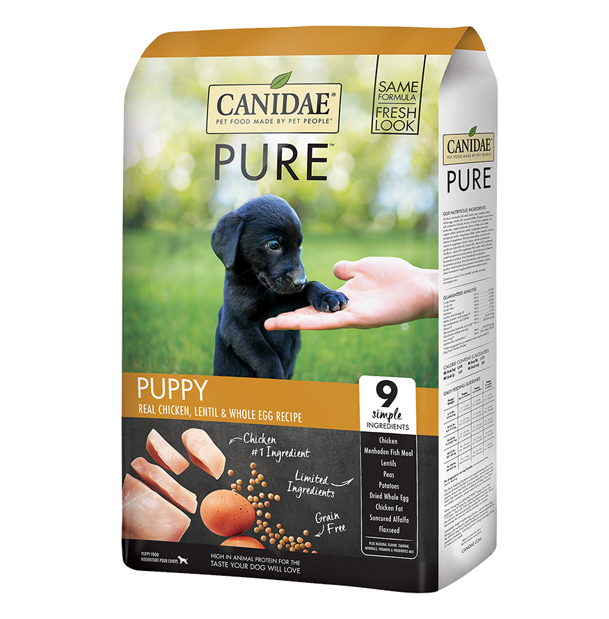 A bag of Canidae PURE Puppy Dry Food