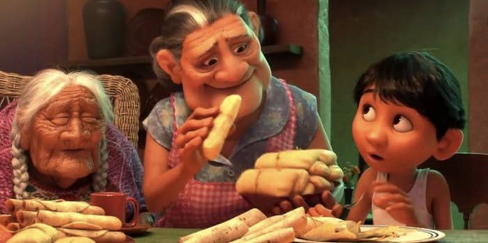 A dinner table scene from the movie "Coco"