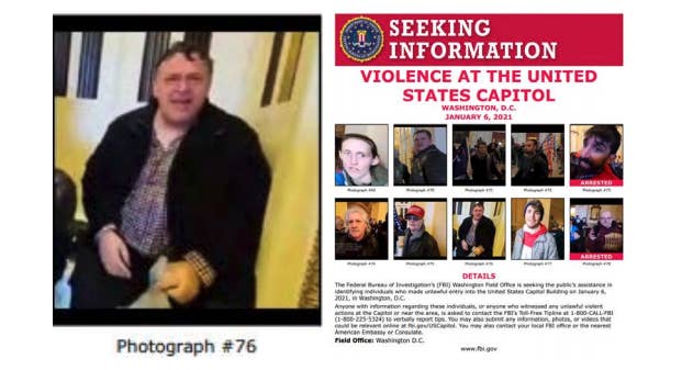 A FBI document wth the text "seeking information: violence at the US Capitol" contains two rows of suspects' faces