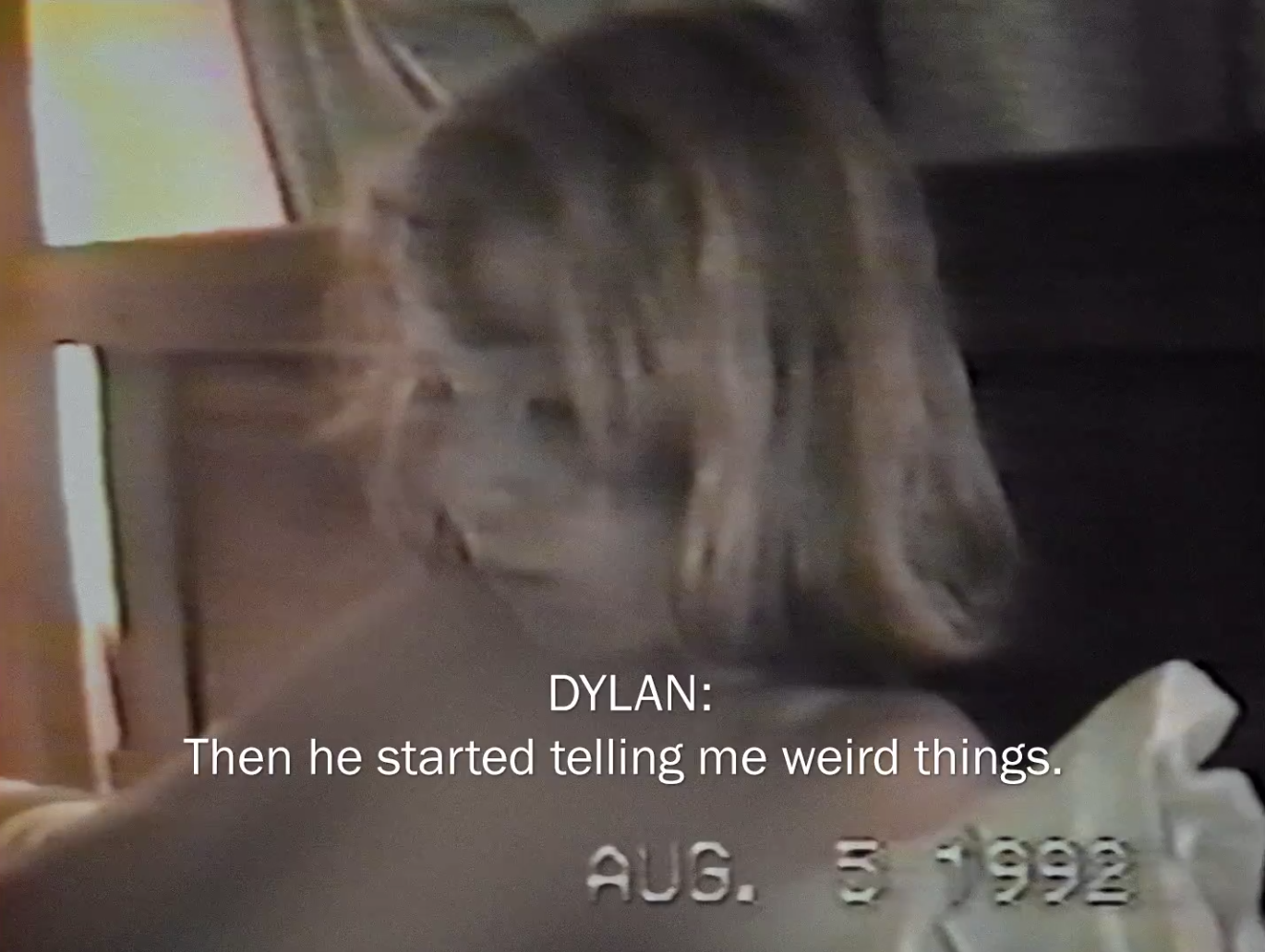 Archived footage of Dylan talking about her abuse 