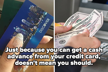hands holding cash and a credit card
