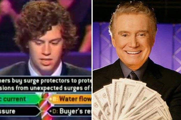 Guy guessing on &quot;Who wants to be a millionaire&quot; and Regis holding cash 