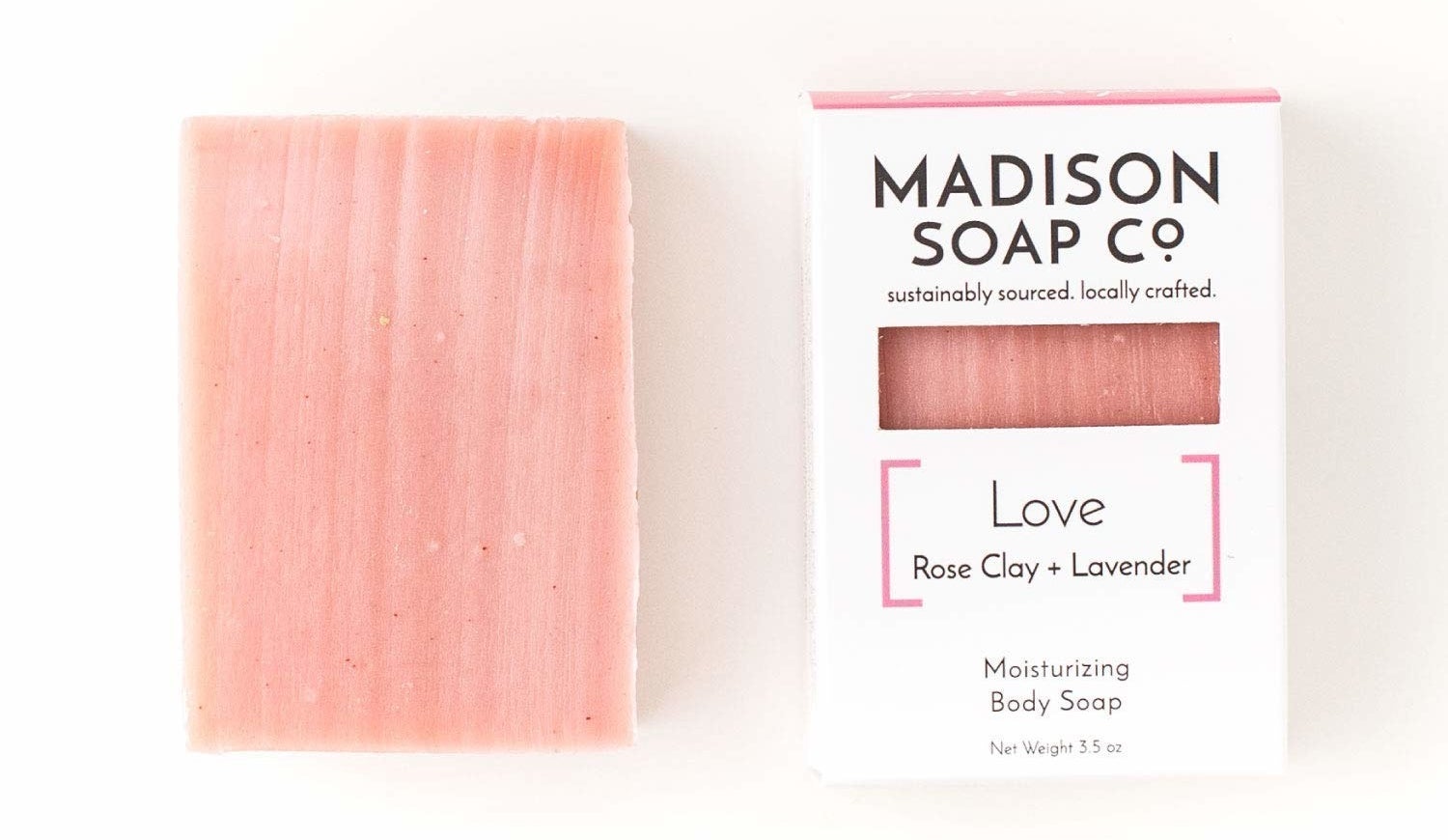 the pink soap and its package