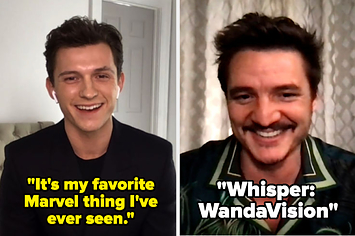 Tom Holland saying it's his favorite marvel thing and Pedro Pascal saying "whisper: wandavision"