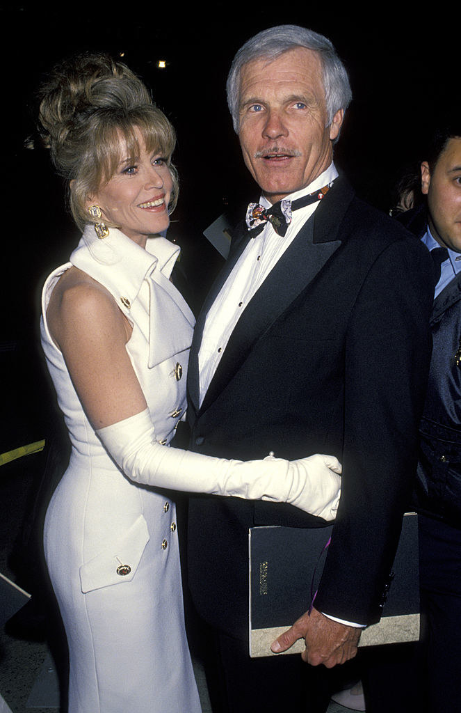 Jane Fonda (L) and Ted Turner during 65th Annual Academy Awards 