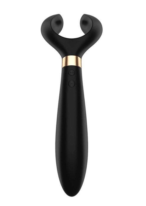 The toy, which has a long, slim area that can be used as a handle or for insertion, and a gentle curve at the top, which can be placed around a penis, or used for other stimulation