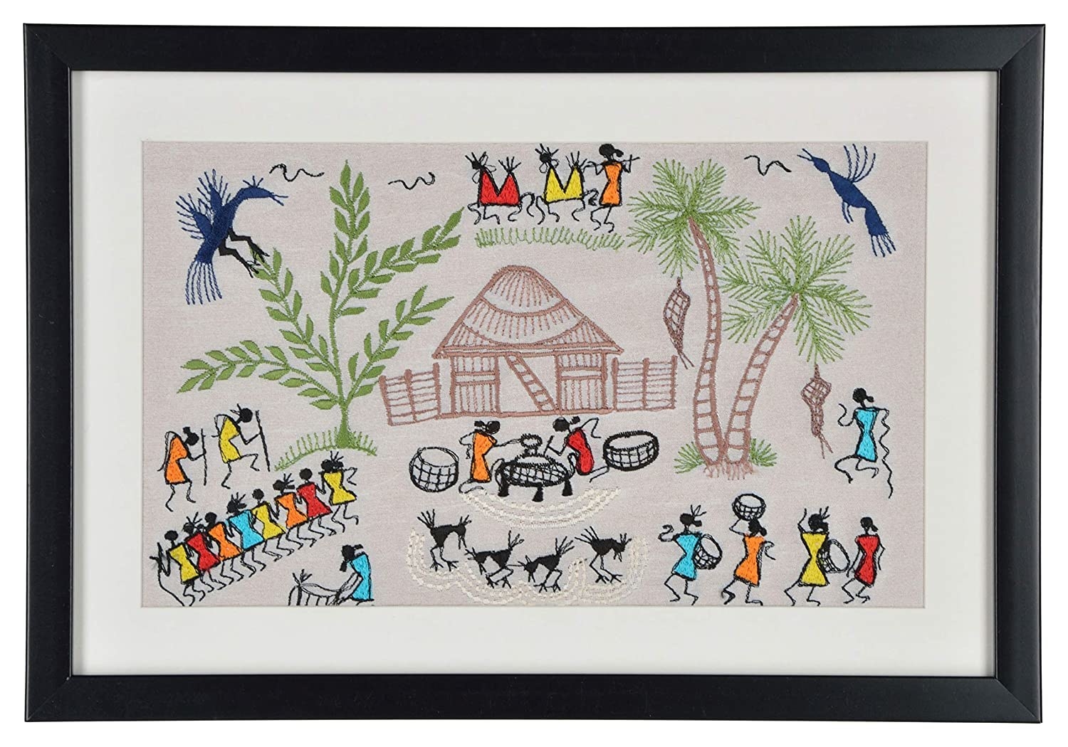 A framed Warli painting 