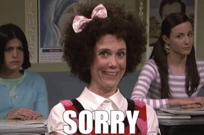 the character Gilly saying "Sorry" on SNL