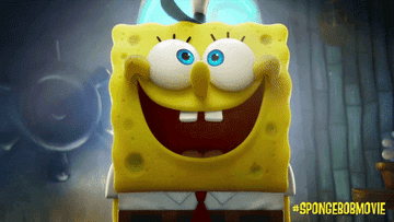 Spongebob smiles in a clip from the movie