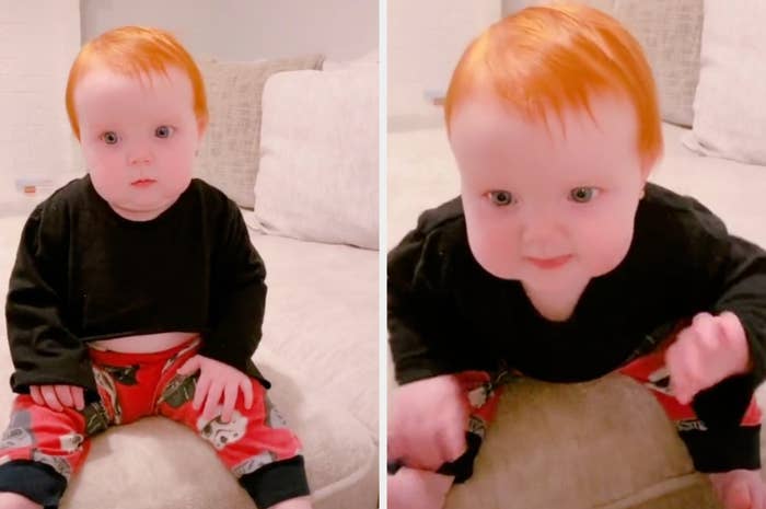 Baby looking at boobs