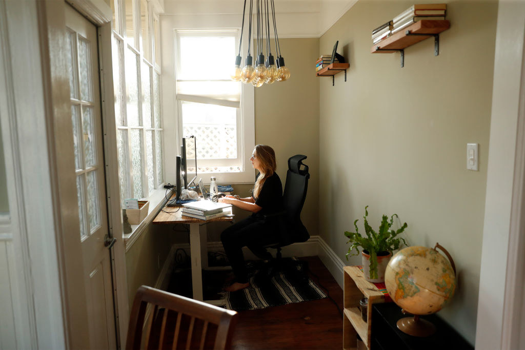 Woman working in her home office