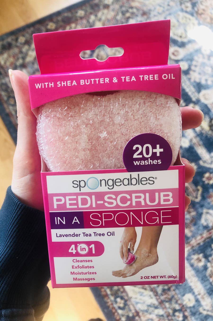 Spongeables Foot Scrubber Sponge with Shea Butter and Tea Tree Oil, Ocean  Breeze, 3 Pack