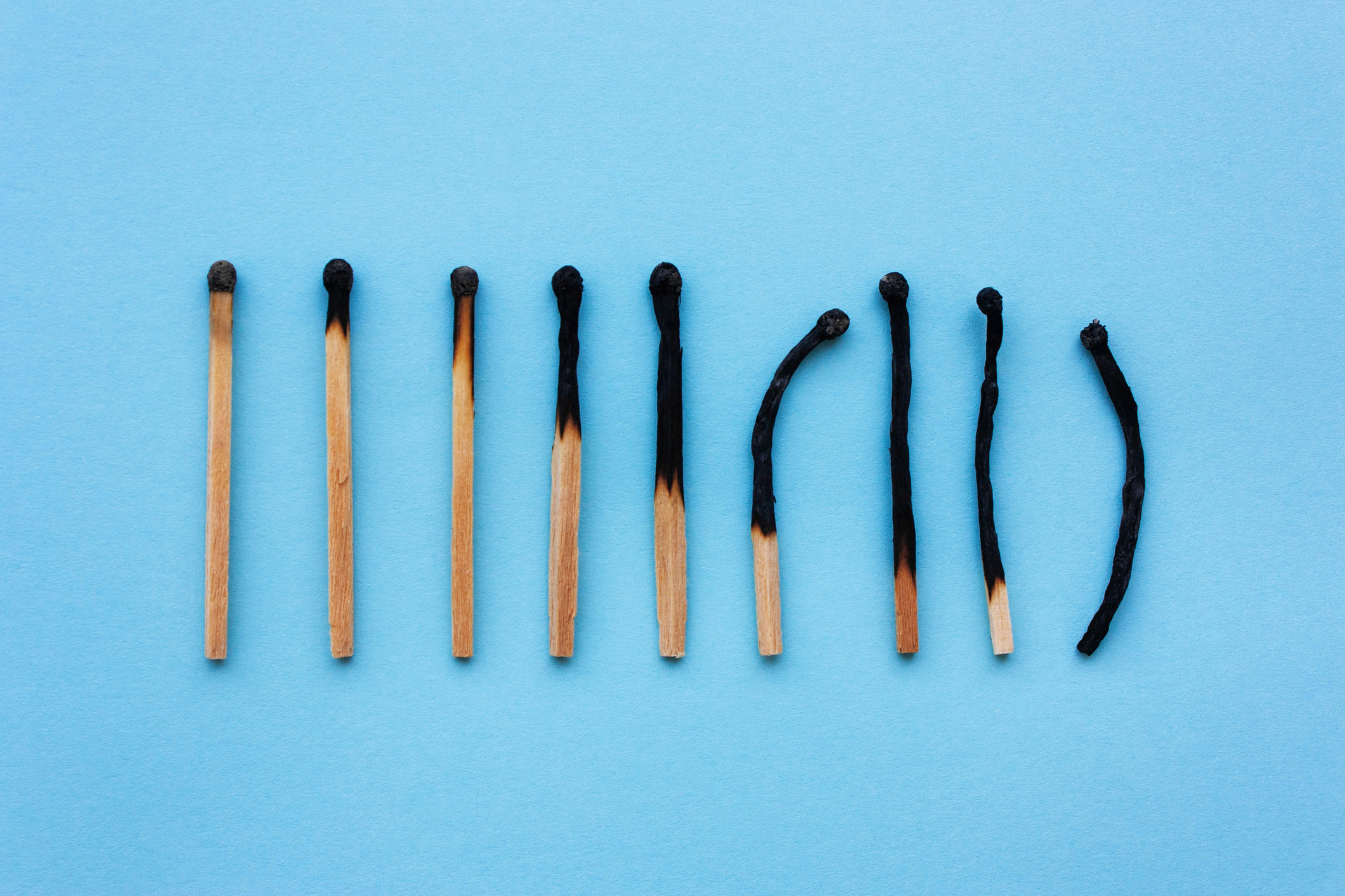 A row of burned out matches