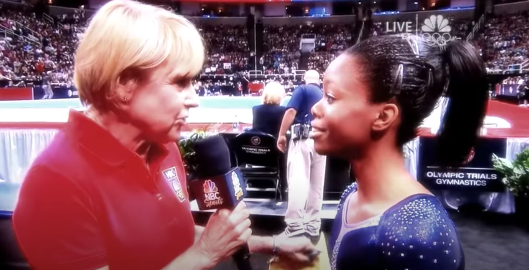 Gabby Douglas talks to an interview at the 2012 Olympic Trials