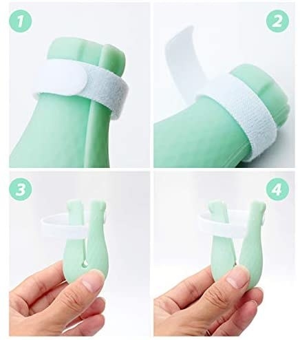 a diagram showing how to open silicone cat booties