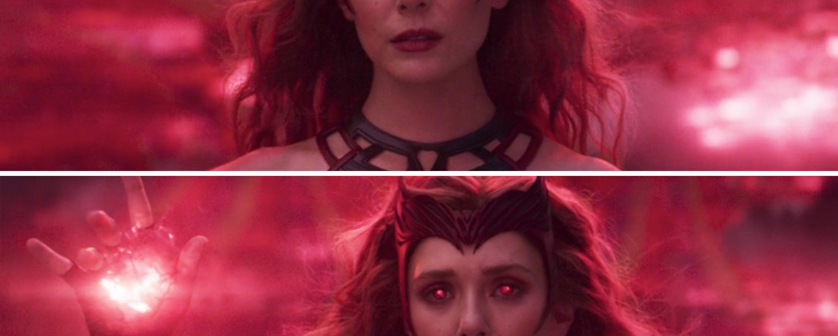 Wanda in her Scarlet Witch outfit