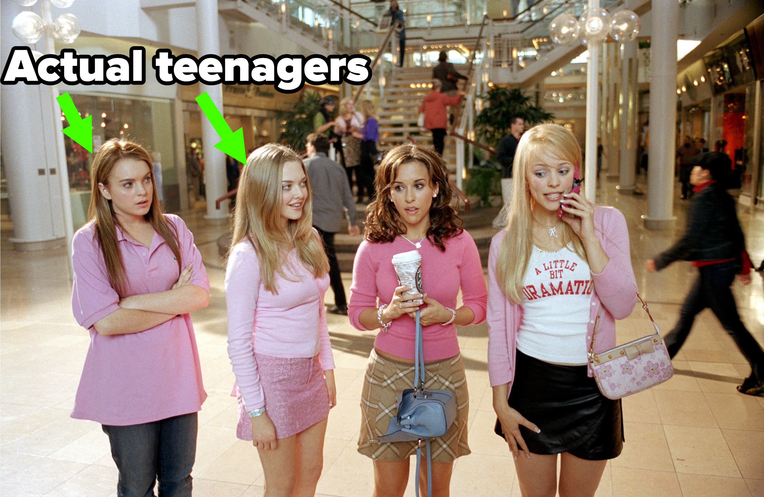 Cady and Karen labeled &quot;actual teenagers&quot; next to Gretchen and Regina in Mean Girls
