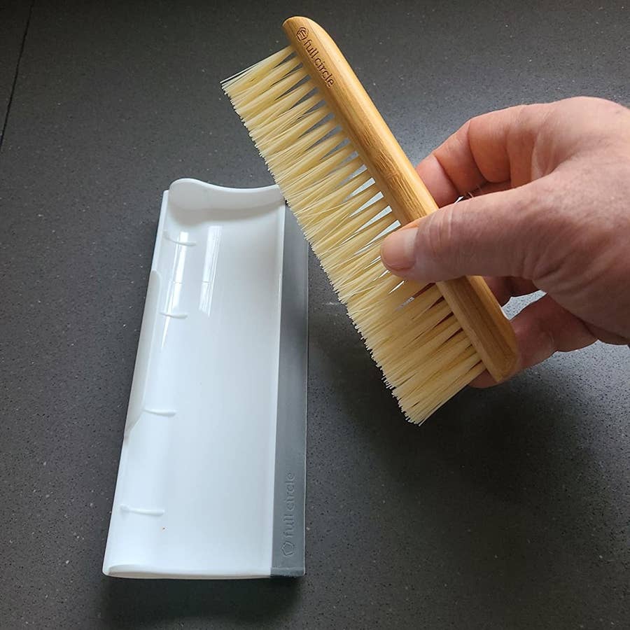 Full Circle Crumb Runner, Counter Sweep and Squeegee, Compact Brush for  Sink & Kitchen Countertops, White