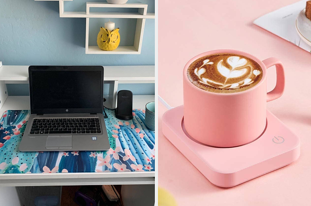 (left) Desk mat (right) Pink mug warmer