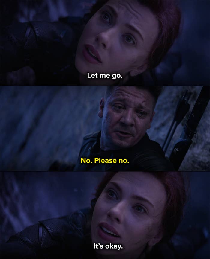 Clint begs Natasha to let him die instead