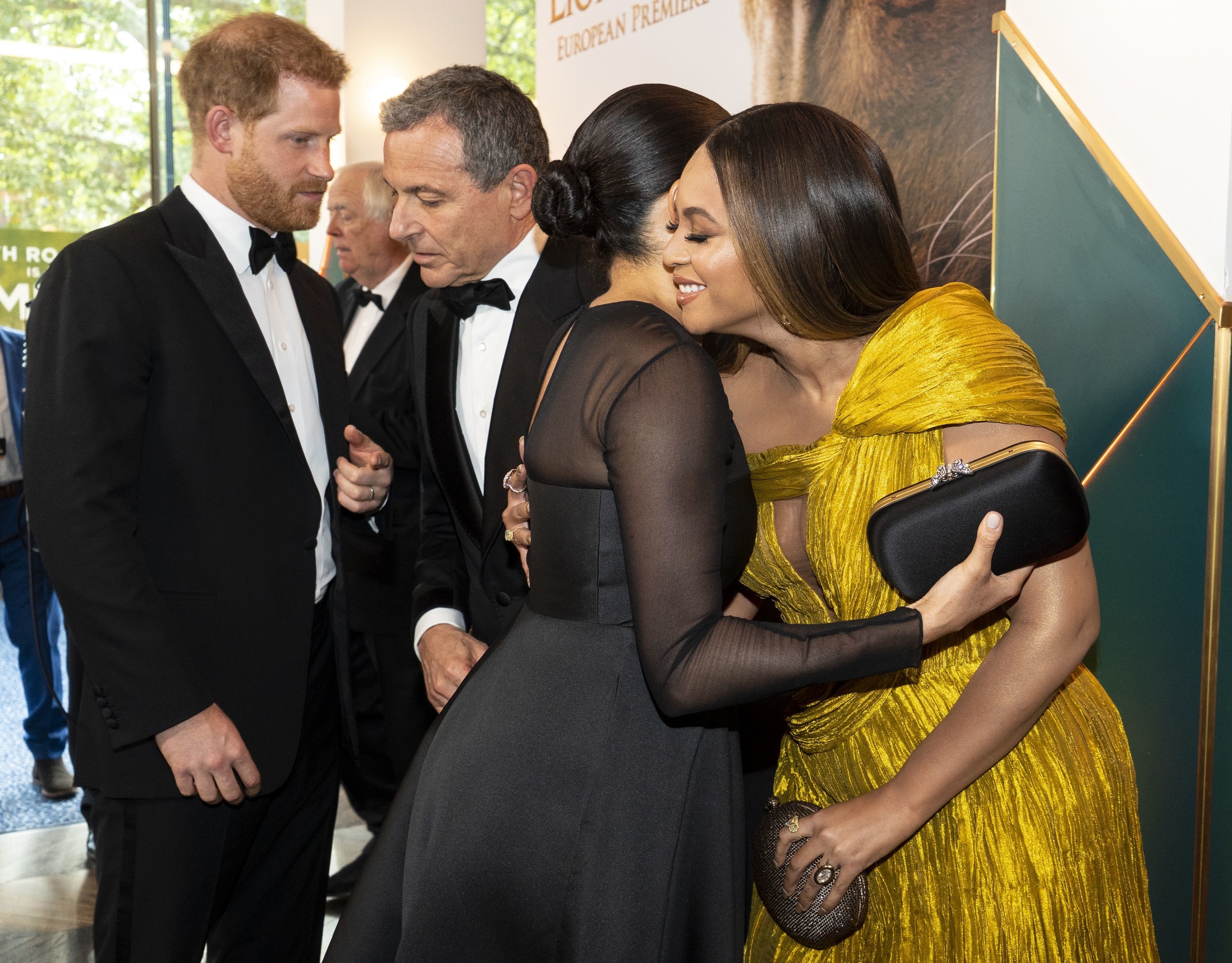 Beyonce hugs Meghan Markle at the Lion King premiere in London in 2019