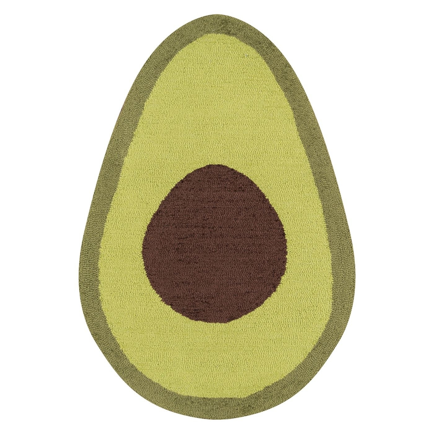 Green and brown avocado shaped rug 