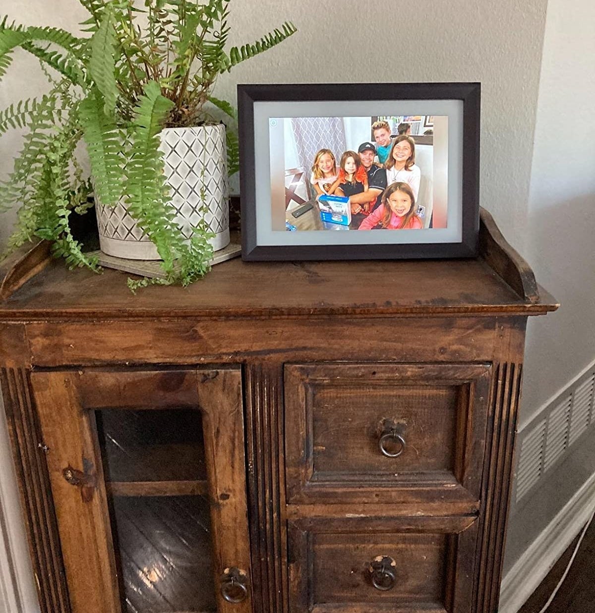 the brown digital picture frame