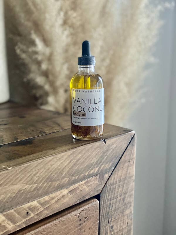 A bottle of body oil 
