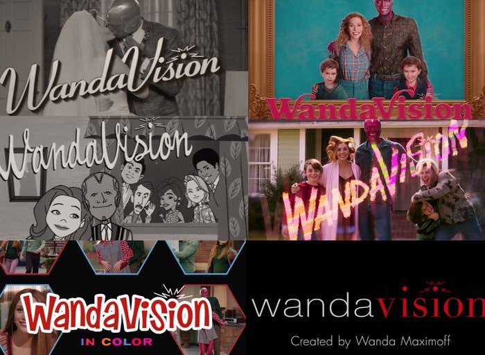 The six different eras of title cards for the show &quot;WandaVision&quot;