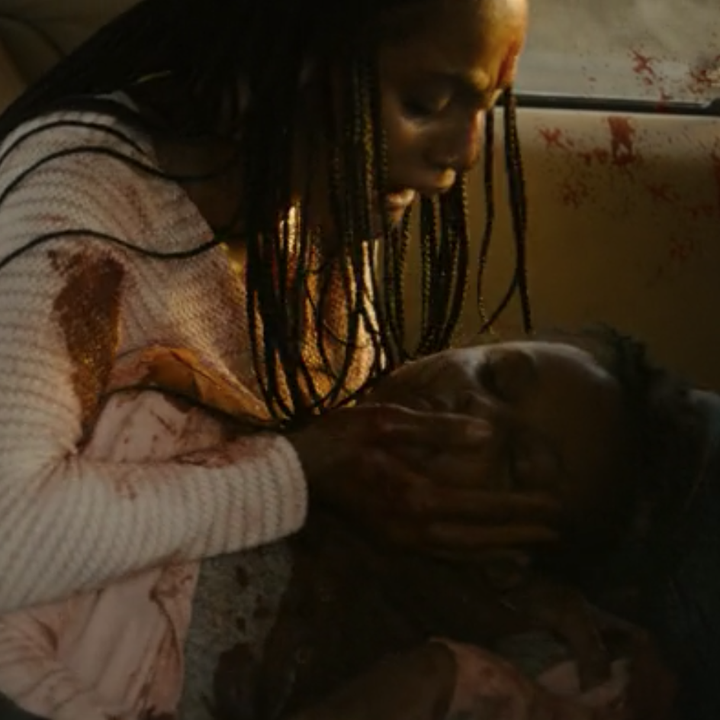 A woman crying as her child bleeds out in "Snowfall"